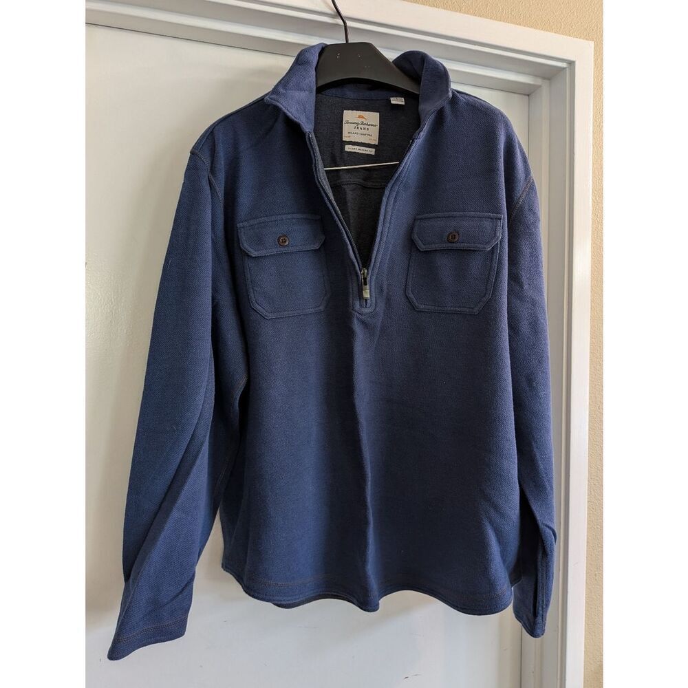 Tommy Bahama Shacket Mens L 1/4 Zip Pullover Island Modern Fit Heavy Stitch